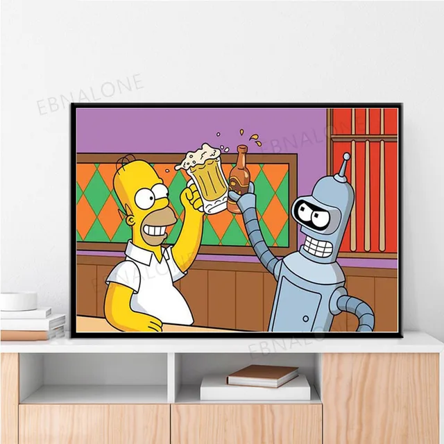 Cartoon Artworks of Simpson Printed on Canvas 4