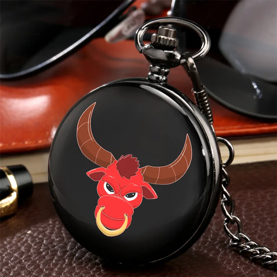 Кварцевые карманные часы модели яд красный Ox Гладкие Черные полностью охотничьи