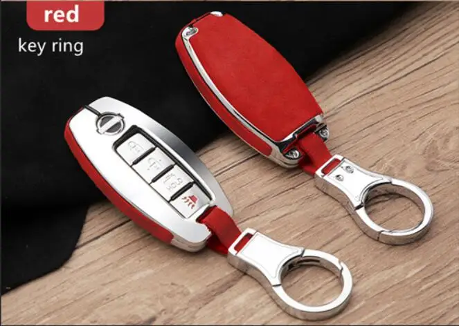 key ring red Кожаный чехол для ключей для автомобиля, карман для Nissan Versa Maxima Rogue Armada Sentra Qashqai X-Trail для Infiniti FX35 QX50, аксессуары - Название цвета: key ring red