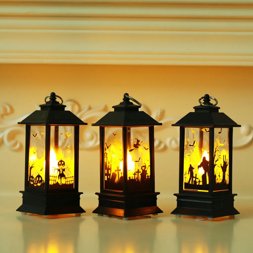 

Halloween Decoration Pumpkin Light Hanging Light Decor LED Lantern Party Bar Props Vintage Castle Bat Pumpkin Lantern Flame Lamp