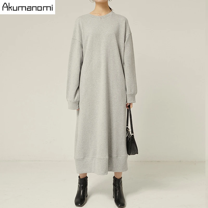 Осенне весеннее платье макси для женщин 2020 xxxl 4xl 5xl 6xl 7xl серое повседневное