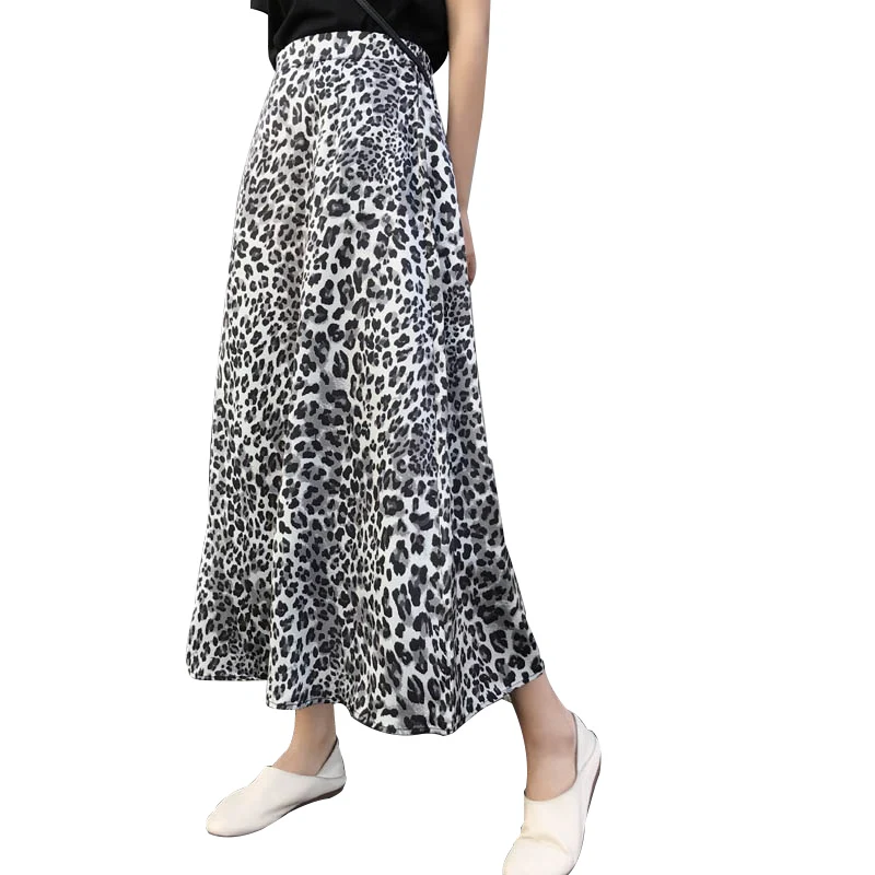 

NORMOV Leopard Printing Women Skirts Long Casual Vintage Elegant Autumn Winter Wear Female Loose High Waist Femme Lady Skirt