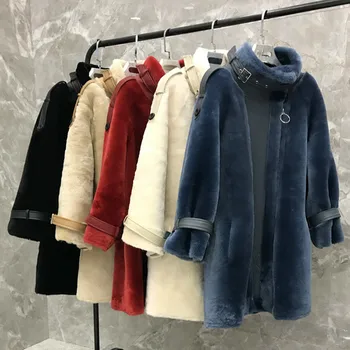 

Real Fur Coat Women Winter Warm Sheep Shearing Jacket Korean Fashion Woolen Overcoat Abrigos Mujer Invierno 2020 YY639