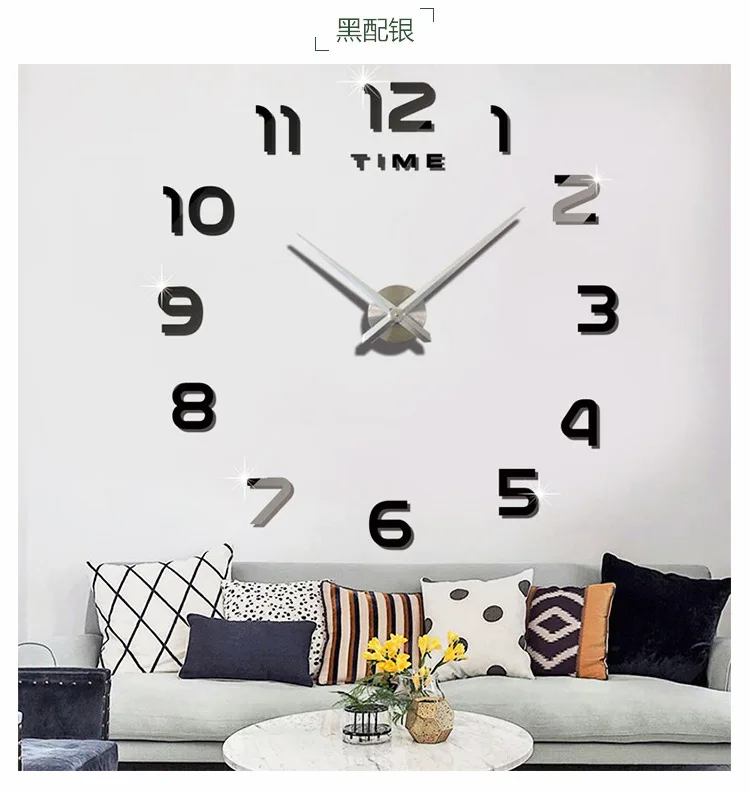 Amazon Hot Selling Decoration Creative Wall Clock Ultra Large DIY Acrylic Wall Clock European Style Living Room Wall Stickers Cl