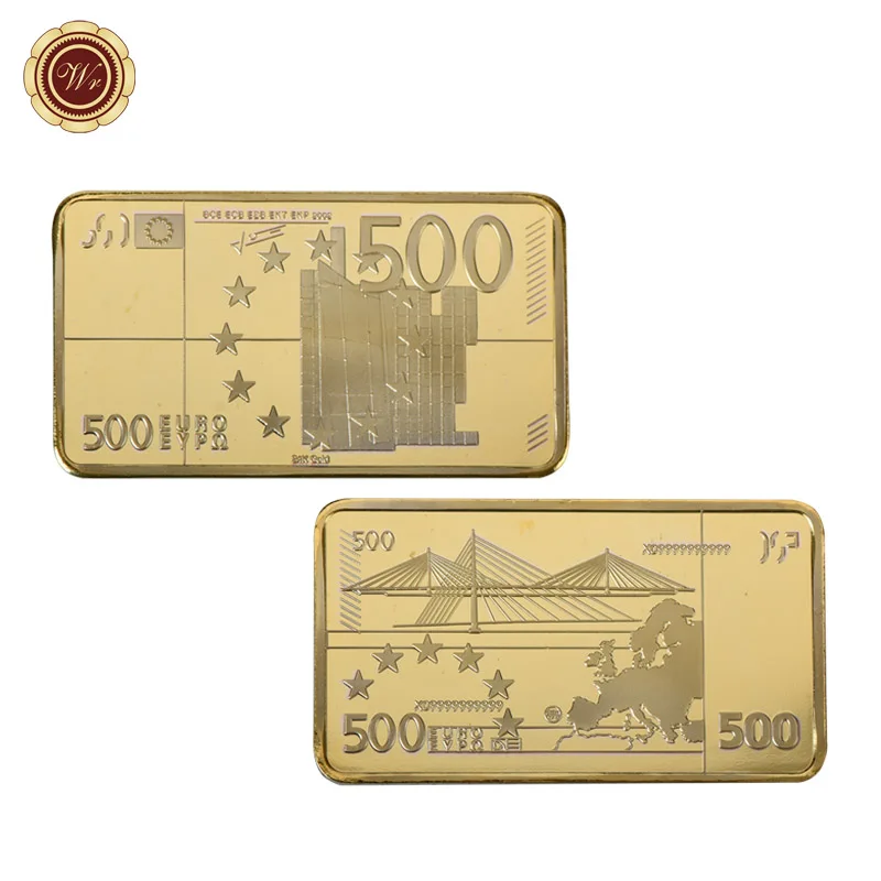 WR фальшивый Золотой бар, Zimbabwe вийский 100 триллион долларов, Золотая копия монеты, металлические монеты иностранных валют, криптовалюта, коллекционные вещи, подарок - Цвет: Gold 500 Euro