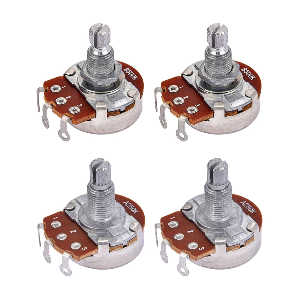 4Pcs Alpha A250K/B500K Potentiometer Pots for Electric Guitar Replacements