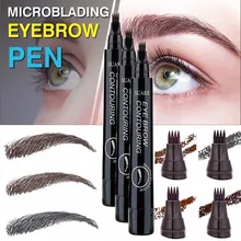 5 farben Augenbrauen Stift Wasserdicht 4 Gabel Spitze Augenbraue Tattoo Bleistift Lange Anhaltende Natürliche Dunkelbraun Flüssigkeit Auge Stirn Bleistift TSLM1