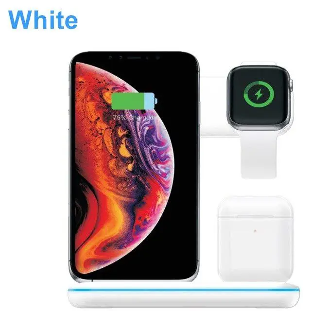 3 в 1 Беспроводное зарядное устройство для Iphone X 8 для Xiaomi Quick Charge 3,0 быстрая зарядная док-станция Подставка для Apple Airpods Watch 4 3 2 1