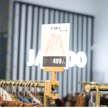 

A5 Adjustable Wood Clip Sign Card Display Holder Frame Supermarket Advertising Price Poster Display Board