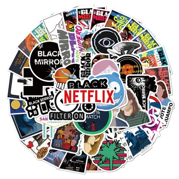 

Ransitute R1111 50pcs/set TV Black Mirror Scrapbooking Stickers Decal For Guitar Laptop Luggage Car Fridge Graffiti Sticker