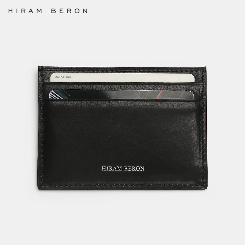 Hiram Beron, натуральная кожа, держатель для карт, мужской мини кошелек, растительного дубления, кожа, на заказ, солидный, бизнес, кредитный держатель для карт