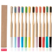 1 упаковка в коробке зубная щетка из натурального бамбука красочная краска на водной основе щетка для ухода за зубами мягкая щетина Экологичные стоматологические инструменты