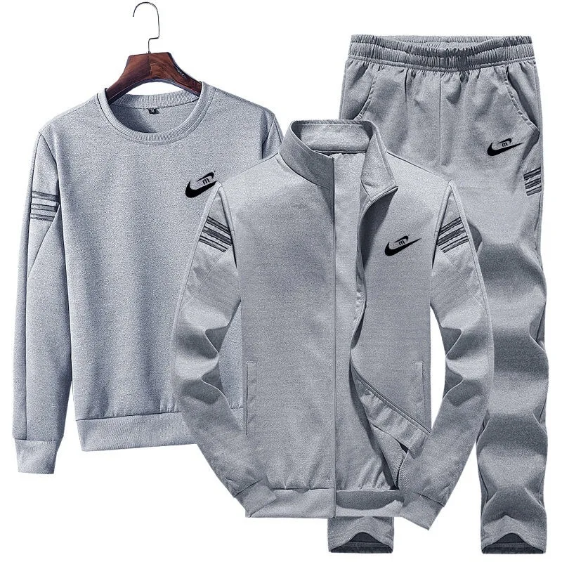 M-5XL Tracksuit Men 3PCS Spring Autumn Sport Suit Printed Jacket Coat+sweatshirt+pant Jogger Running Workout Outfit Set |