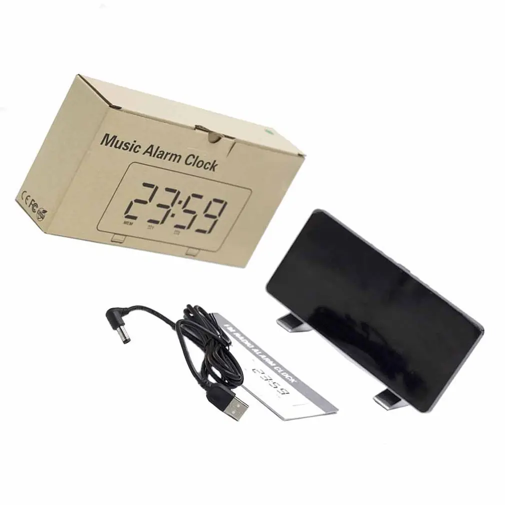 Led Radio Alarm Clock Creative Snooze Electronic Clock Desk Clock Bedroom Office Usb Charging Alarm Clock