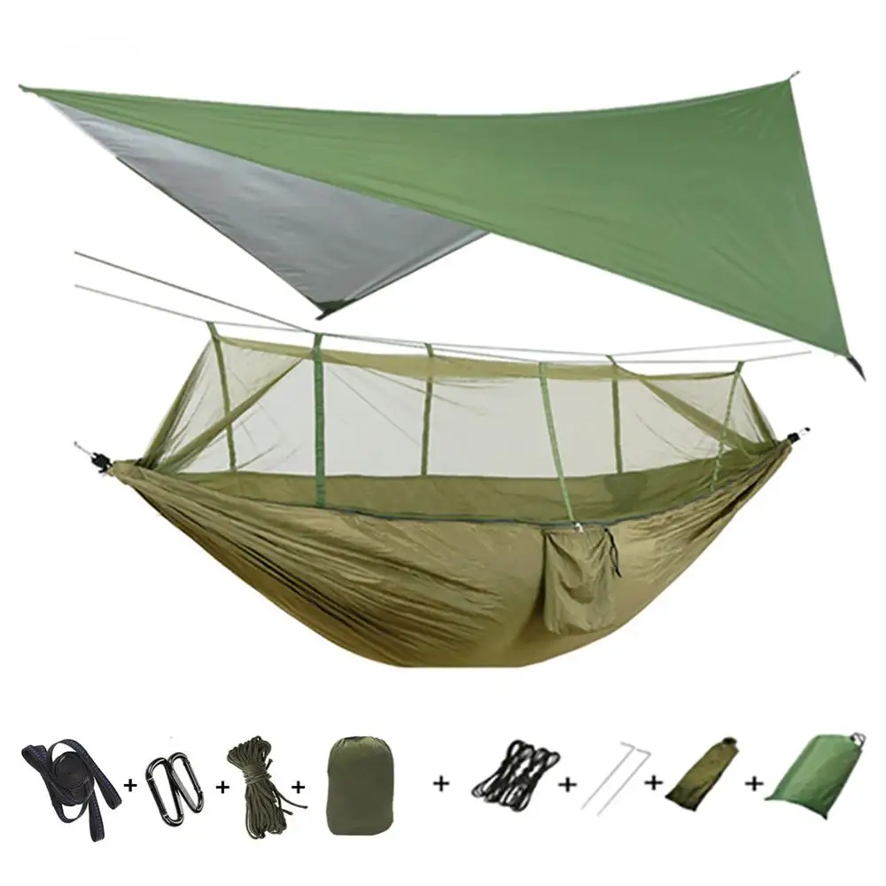 

Portable Camping Parachute Hammock with Mosquito Net Survival Garden Outdoor Leisure Sleeping Travel Hammock Mosquito Net