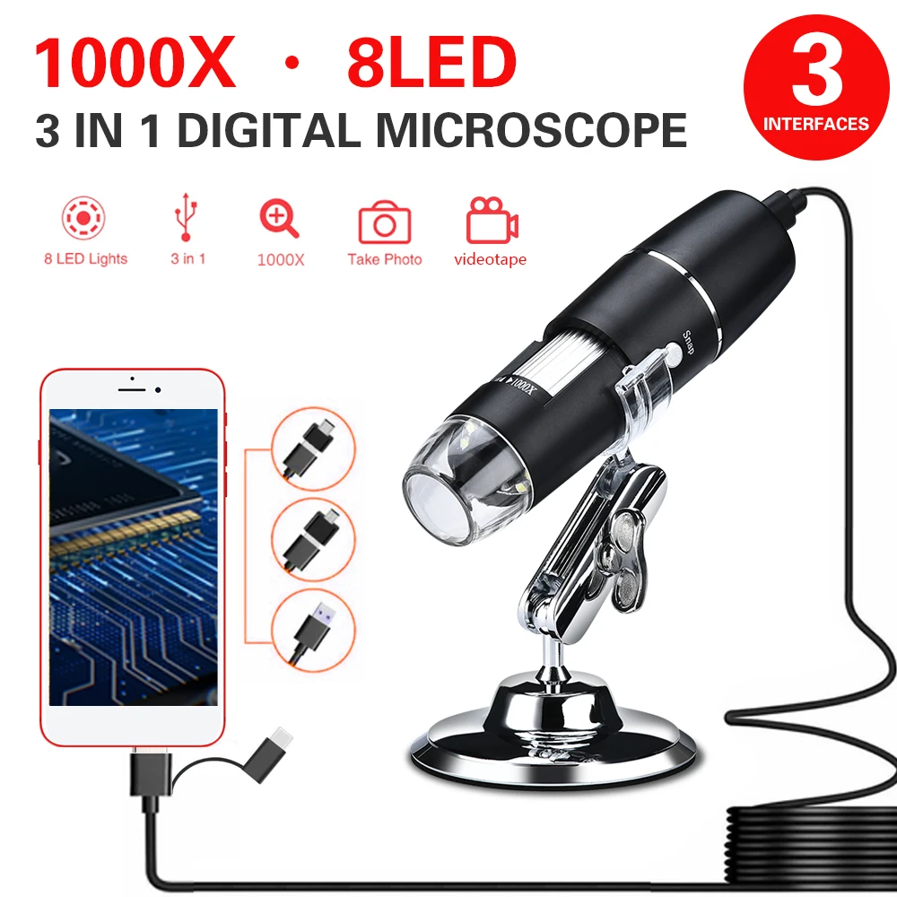 

1000X ABS Real-Time Video Monitoring Endoscope Digital Microscope Practical Waterproof Ear Cleaning Tool Hand Held Endoscope