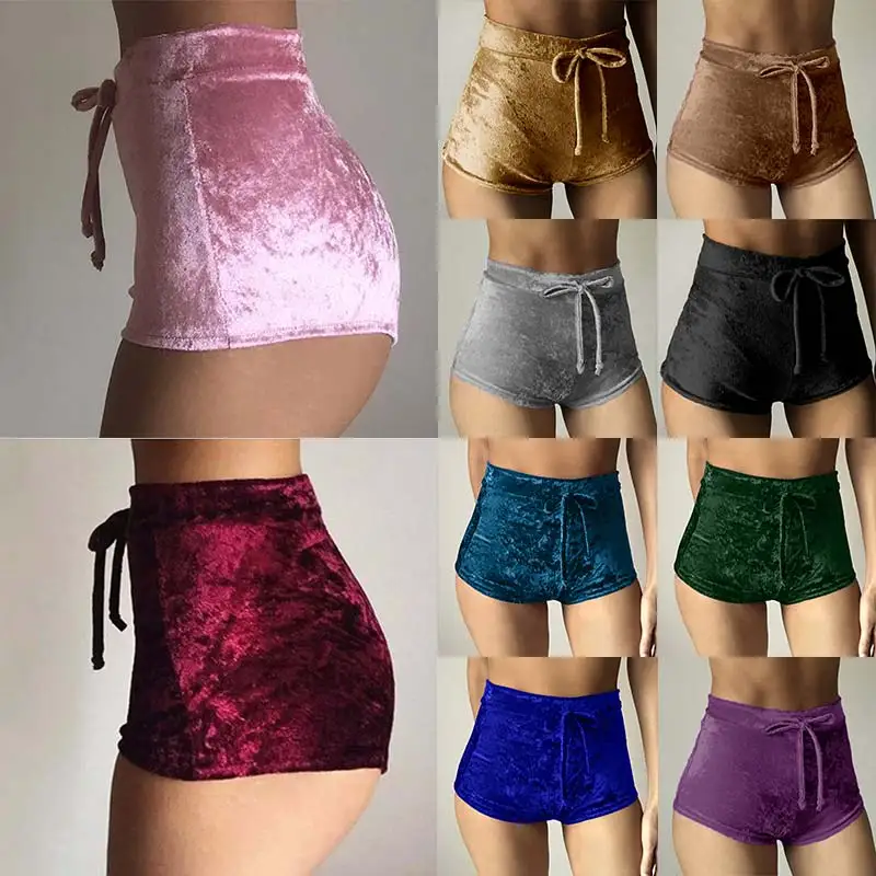 

Women 1PC Drawstring Skinny 2019 New Popular High Quality High Waist Shorts Casual Sexy Short Pants Velvet Hot Sale