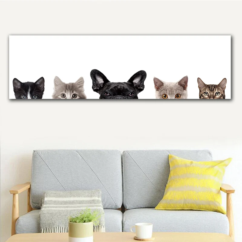 

GoldLife Animals Wall Print Pictures Nordic Canvas Painting Cute Dogs Cats Wall Posters for Bed Room Large Size