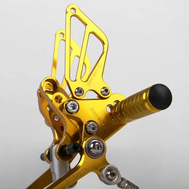 SMOK педаль мотоцикла для Ducati 848 848EVO 1098 1098S 1198 1198R алюминиевый сплав Rearset подножки черный - Цвет: Золотой