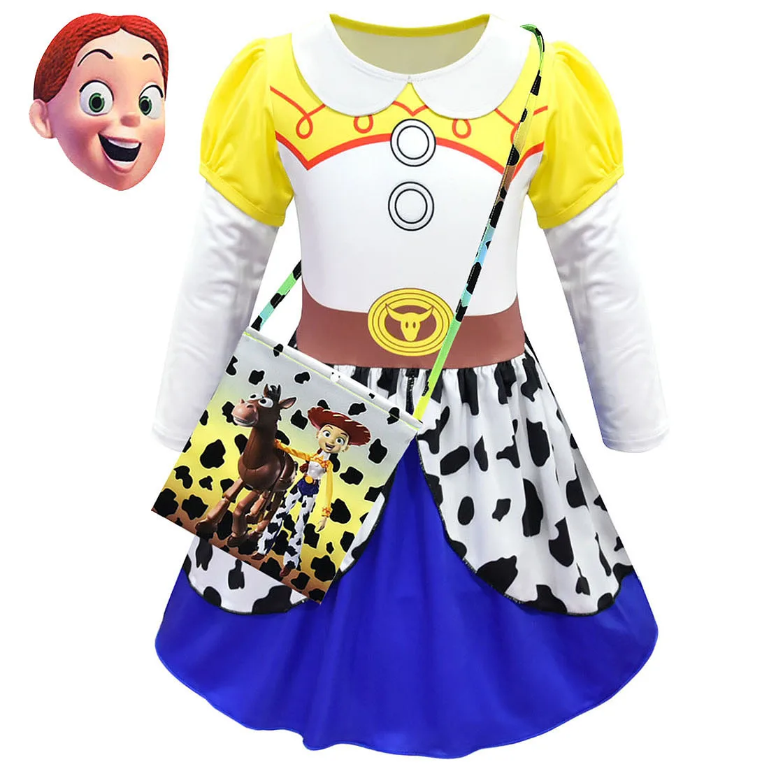 3pcs-suit Toy Story 4 Jessie Lotso Bullseye Spring and Autumn New Dress Halloween Costume Christmas dress for baby girls - Цвет: 3pcs-suit