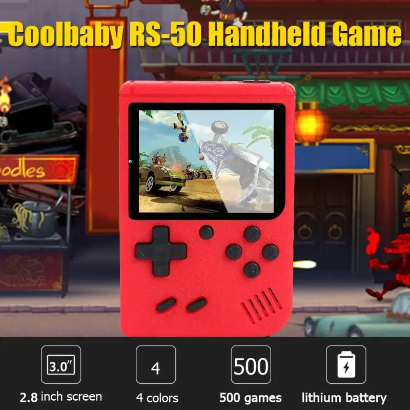 RS-50 Video Game Console Built-in 500 Games Handheld Game Console Retro Tetris Nostalgic Gaming Player Best Gift for Child