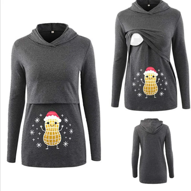 2020 Loose splicing printing with caps can be used for breastfeeding  sweaters and women's clothes.pregnancy clothes for winter