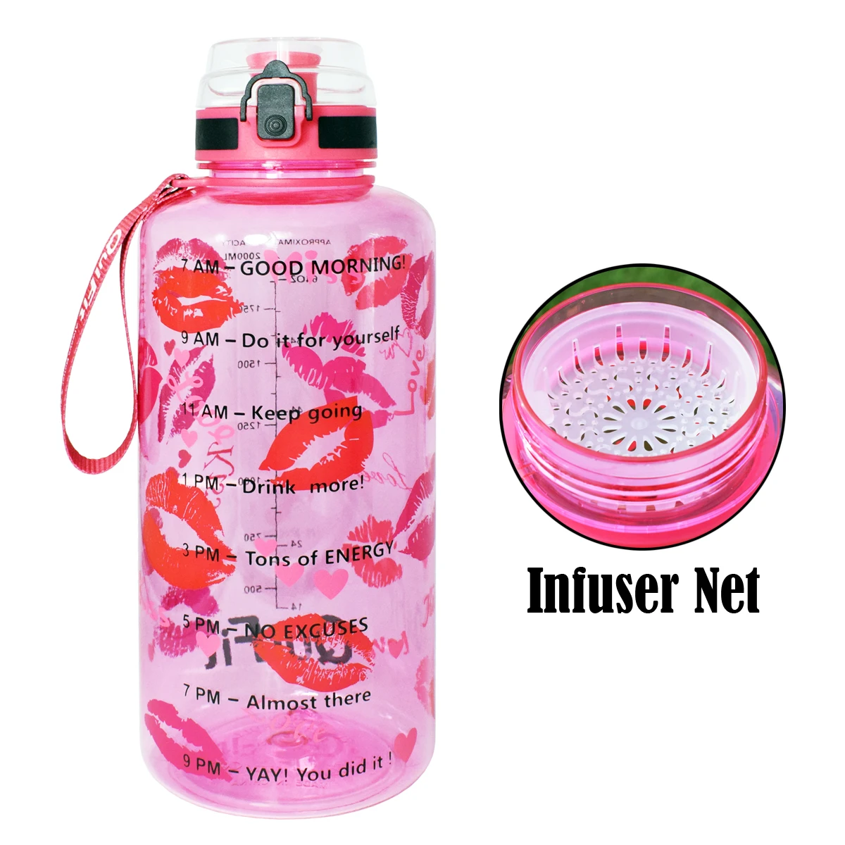 Lips BuildLife 1.3L 2L бутылка для воды для Bpa Free Tritan Спорт на открытом воздухе тренажерный зал фитнес Тыква Спорт пластиковая питьевая бутылка с фильтром - Цвет: Lips