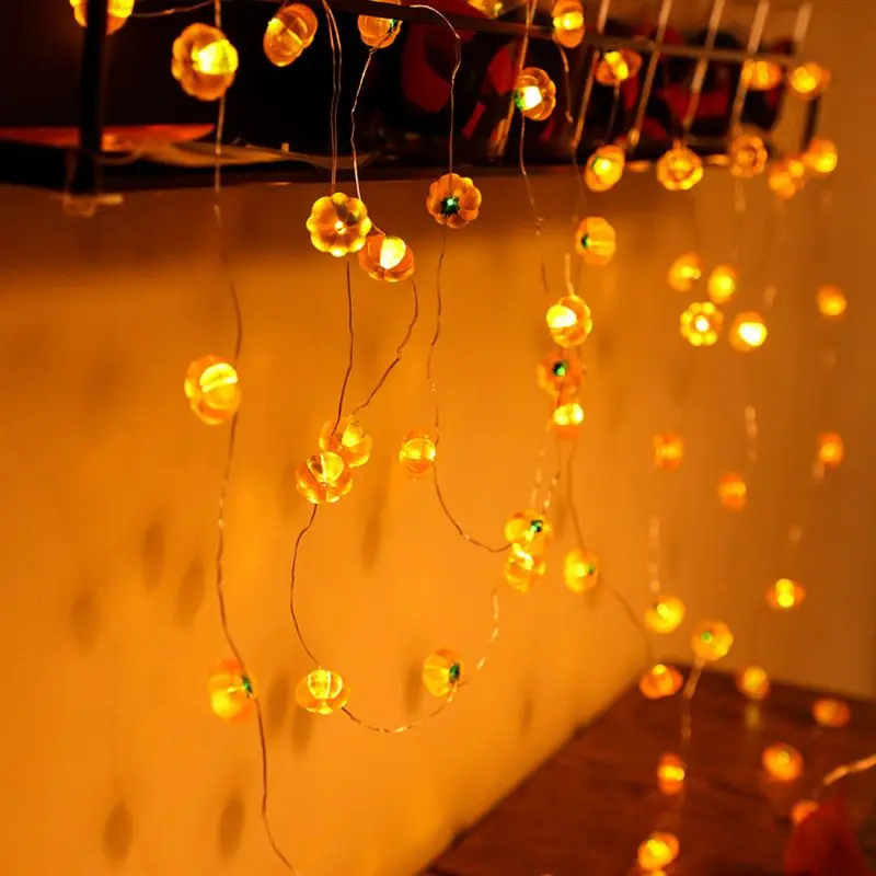 

30 LEDs Cute Pumpkin String Light with 8 Flicker Modes for Fall Halloween Q84D for LED