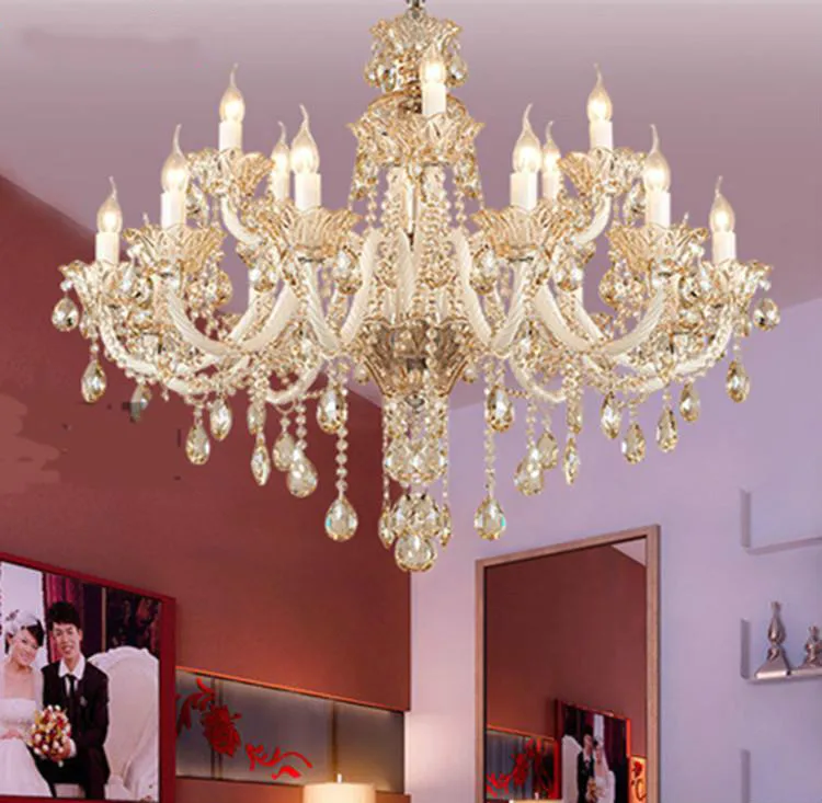 Romantic wedding Chandeliers led Candle Holders Champagne Crystal Chandelier For Bedroom Hotel Villa dining room light lustres | Лампы и