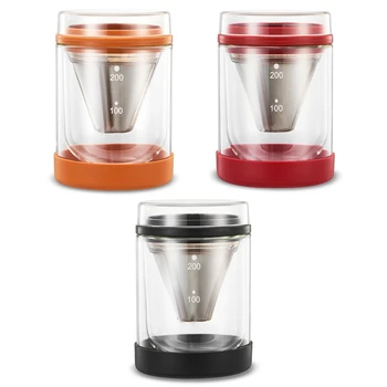 

OOTDTY Home Double-Layer Glass Dripper Coffee Maker Stainless Steel Filter Hot Cold Dual-use Extraction Pot Kettle