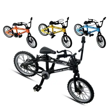 

Mini Simulation Alloy Finger Bicycle Retro Double Tube Parallel Bar Bicycle Model with Spare Tire Window Color Box Bale