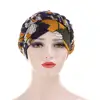 Muslim Women Silk Braid Pre tied Turban Hat Headscarf Cancer Chemo Beanie Cap Headwear Head Wrap Hair Accessories 2