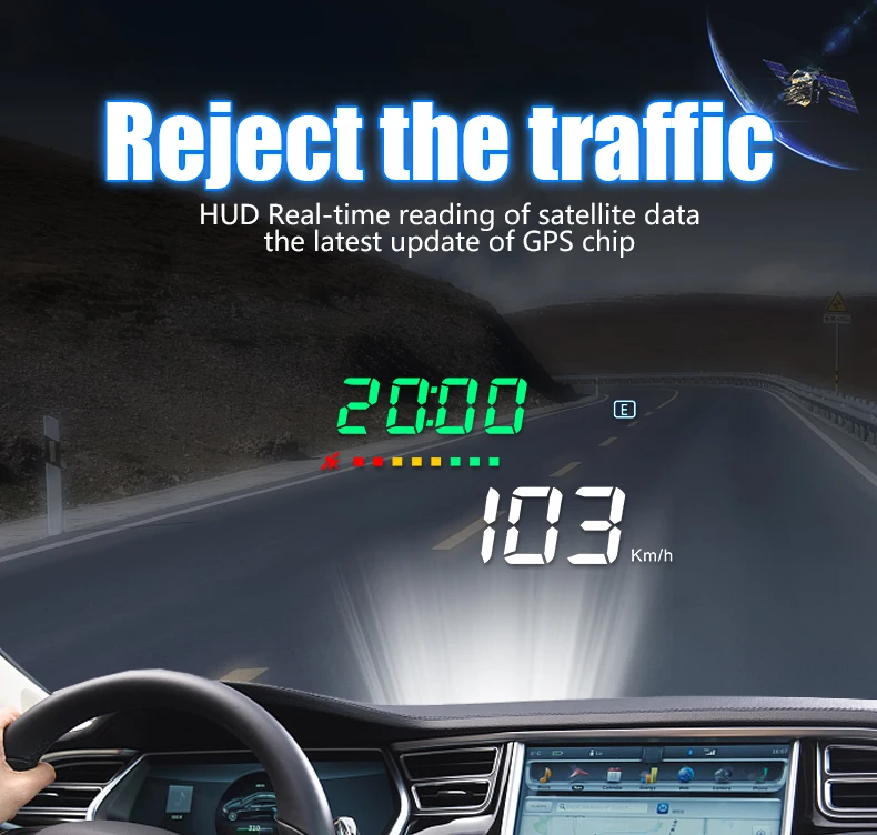 3," HUD Дисплей автомобильный коллиматорный Дисплей автомобиля Hud с OBD2 более Скорость Предупреждение Plug& Play автомобиля Скорость двигателя Скорость Температура воды