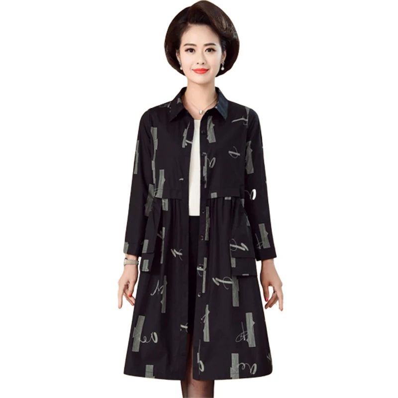 Autumn Winter Cardigan Overcoat Women Quality Thin Windproof Windbreaker Coats Plus size Womens Loose Long Trench Coats 5XL 1134 - Цвет: Black
