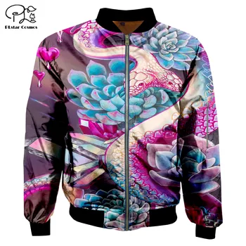 

Mens Unisex 3d Snake Jackets Print zipper Flight Jacket casual unisex Harajuku women Streetwear thick coat dropshipping