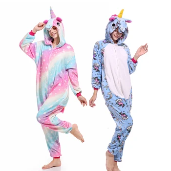

kigurumi for adults Women Animal Pajamas Flannel Men Unicorn Panda Sleep lounge Sleepwear Cosplay Costume