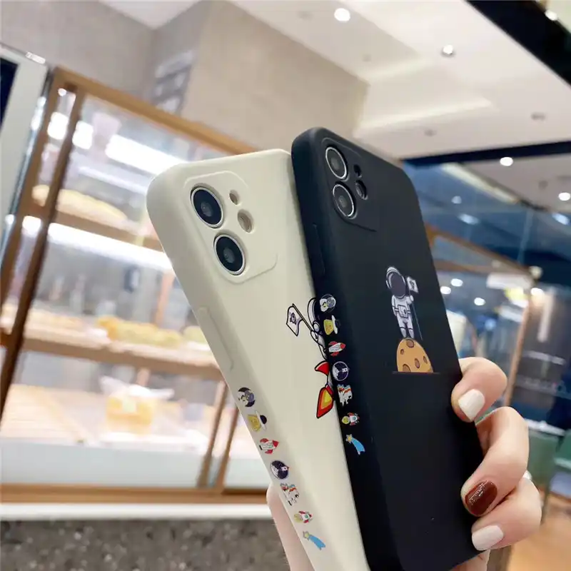 オリジナル液状シリコーンフレーム漫画宇宙飛行士宇宙船ケースiphone 12プロマックスミニ11プロxr X Xs最大7 8プラスse 電話用緩衝材 Aliexpress