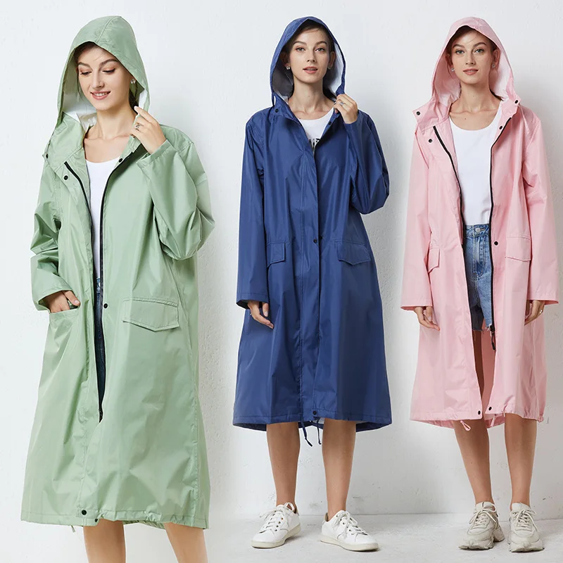 JNX Long Raincoat Thick Rainwear Waterproof Poncho Hiking Tour Raincoats Hooded Rains Coats Universal Rain Coats,Blue,M 
