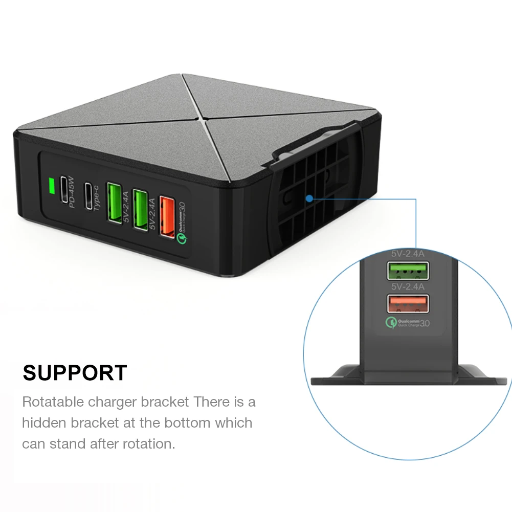 45 Вт PD зарядное устройство type C адаптер питания для ноутбука 2.4A USB разъем QC3.0 USB быстрое зарядное устройство Зарядка головка выход USB PD настенное зарядное устройство# N