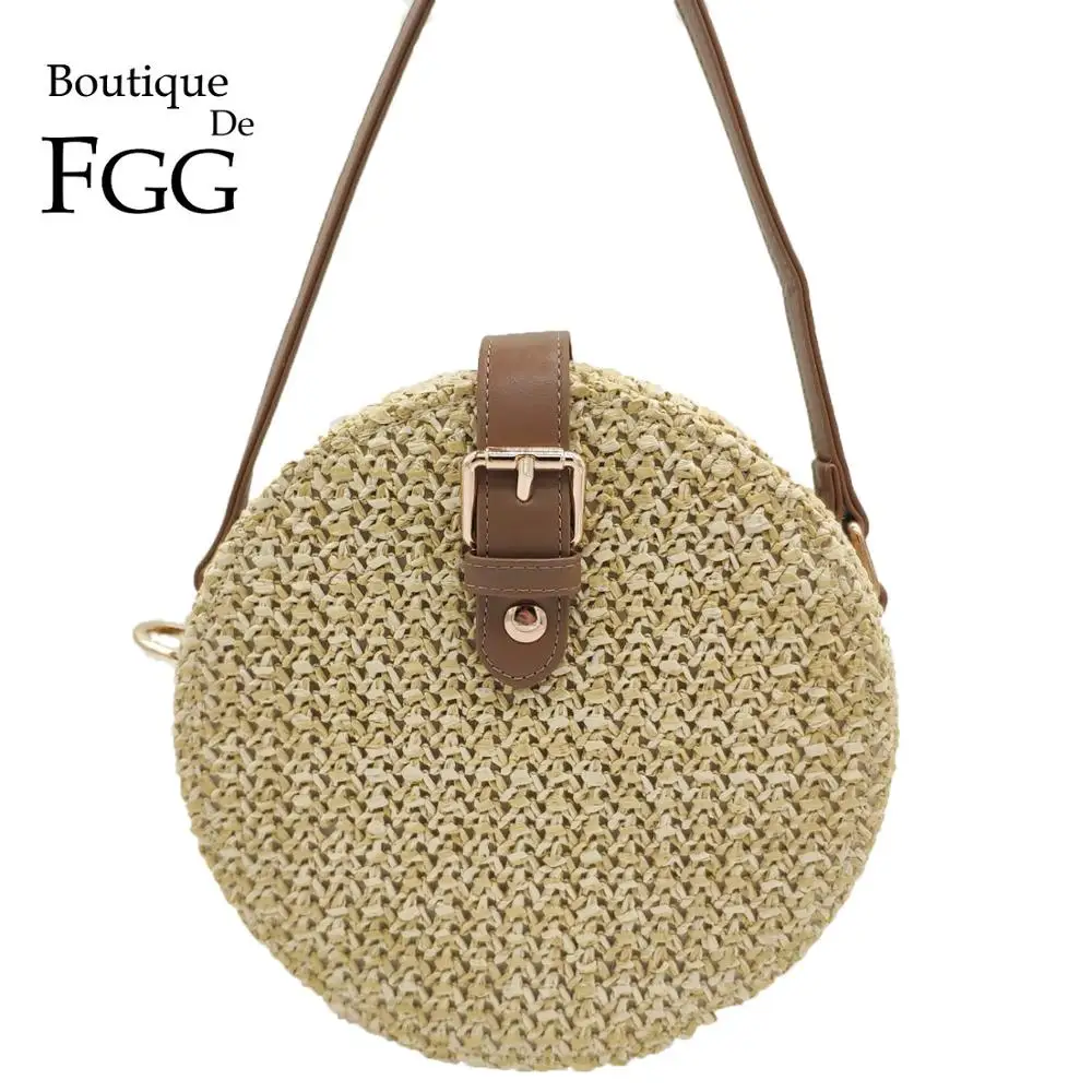 Boutique De FGG летняя стильная круглая соломенная сумка женские сумки через плечо