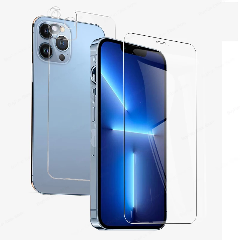 Vetro Temperato 3 In 1 9H Per Apple Iphone 13 Pro Max Mini Camera & Back & Screen Protector Glass Per Aiphone I13 13Pro Film