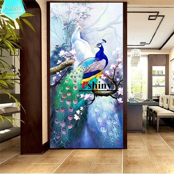 

PSHINY 5D DIY peacocks picture diamond painting Full drill with square rhinestone home decor Diamond embroidery sale new 2020