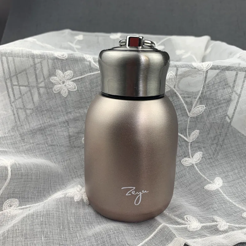 rose gold 300 мл, бутылка для воды из нержавеющей стали, милый мини-термос, портативная вакуумная колба с двойными стенками, Герметичная Бутылка для девочек - Цвет: rose gold