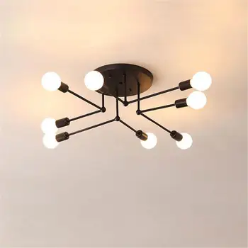 

Vintage Black 6-Light Flush Mount Industrial Ceiling Light, Antique 8-light lamp for Farmhouse, Kitchen, Bedroom, Living room
