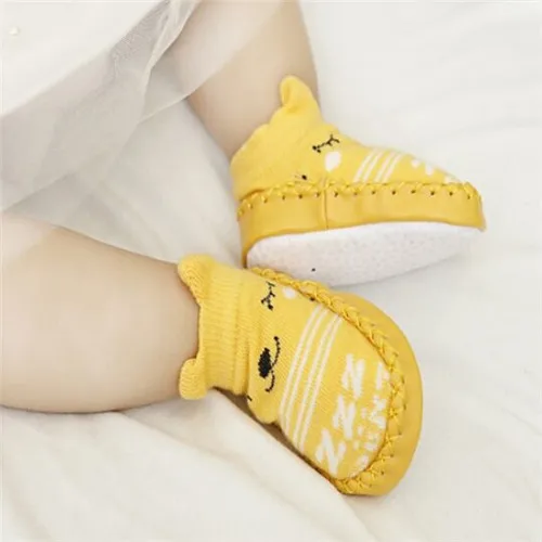 YELLOW Детские, для тех, кто только начинает ходить, кожаная обувь для младенцев из хлопка для новорожденных; обувь для малышей-мальчиков мягкая подошва осень-зима младенцев обувь для маленьких девочек - Цвет: YELLOW