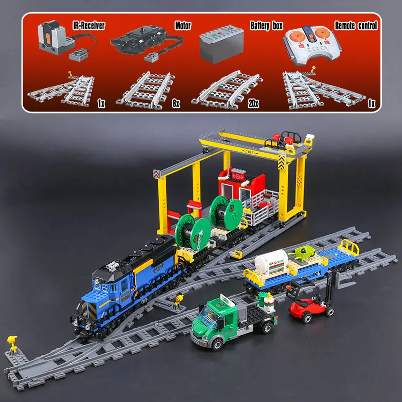 02008 RC город серии грузовой поезд совместимый 60052 строительные блоки кирпичи развивающие игрушки рождественские подарки для детей - Цвет: NO BOX