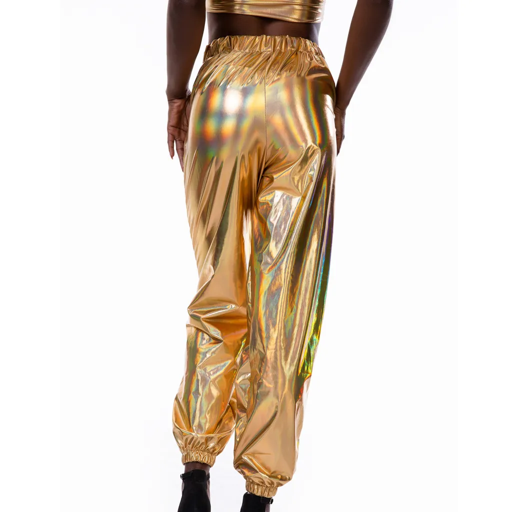 Длинные штаны для ночного клуба Женские однотонные повседневные спортивные уличные хип-хоп вечерние блестящие волшебный для брюк женские брюки с высокой талией уличная одежда N2