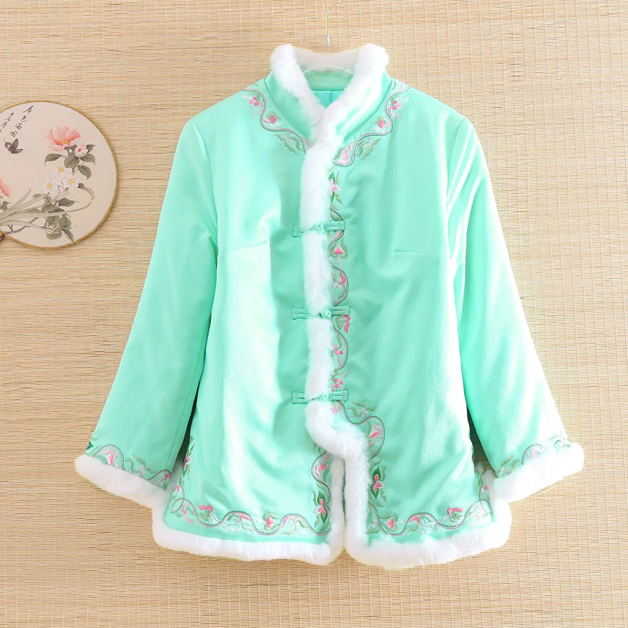 

High-end New style autumn Women jacket top Chinese Style Retro embroidery elegant lady warm coat female S-2XL