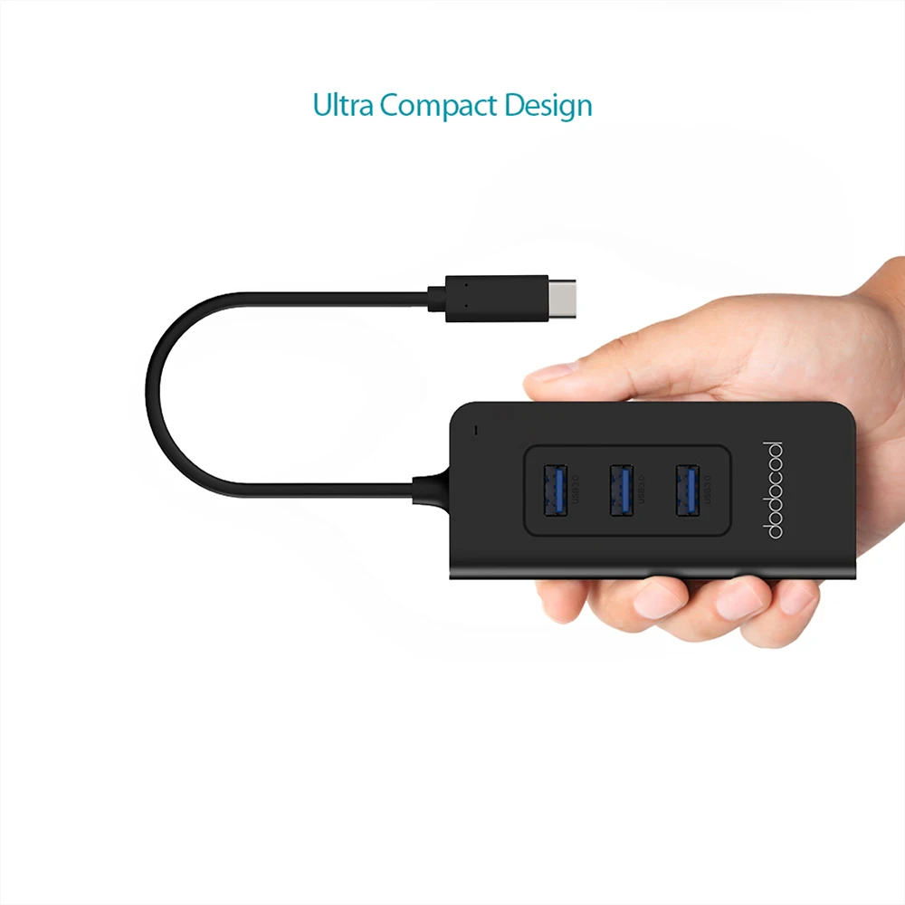 Dodocool 3 Порты и разъёмы USB концентратор с блоком питания постоянного тока для Входная мощность Порты и разъёмы Multi высокой Скорость док-станция USB 3,1 USB-C USB 3,0 USB-A сплиттер адаптер