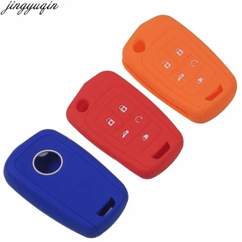 

jingyuqin 15p Silicone Key Fob Case Cover Skin For Chevrolet Equinox Camaro Aveo Impala Gmc Terrain 5 Buttons Accessorie
